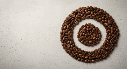 Concentric coffee bean pattern on light textured surface