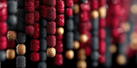 a stylish christmas backdrop with blurry redish and golden lights