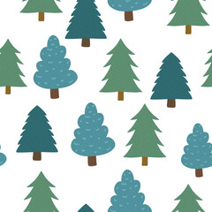 Pine tree seamless pattern, cute Christmas background