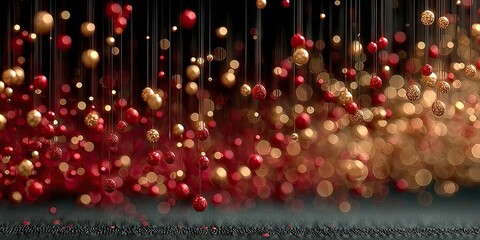 a stylish christmas backdrop with blurry redish and golden lights