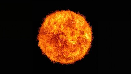 Fire ball set against a black backdrop, suitable for text placement