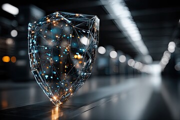 A wide-angle shot of a transparent digital shield