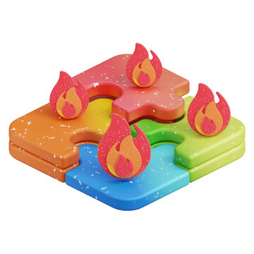 Fiery Puzzle Pieces A Colorful Illustration of Problem Solving and Intensity