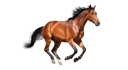 Naklejka premium Running horse isolated on white background dynamic motion equine animal