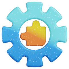Vibrant Gear Icon with Puzzle Piece Center A Symbol of Integration and Settings