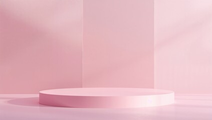 Empty pink backdrop with a vacant tabletop, suitable for editorial layouts