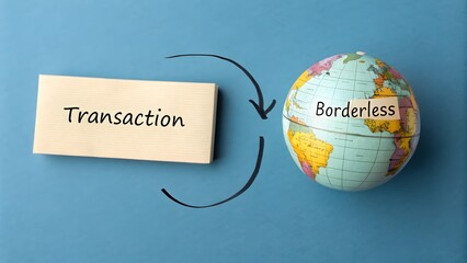 Globe and arrows illustrating global transaction concept