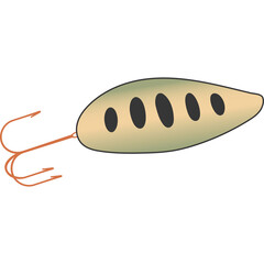 Fishing Lure With Two Orange Hooks On White Background Graphic Design