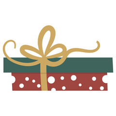 Cute Flat Gift Box with Polka Dots and Gold Bow