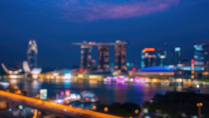 Blurred Night Lights City Skyline