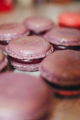 Homemade Berry Macarons with rich filling