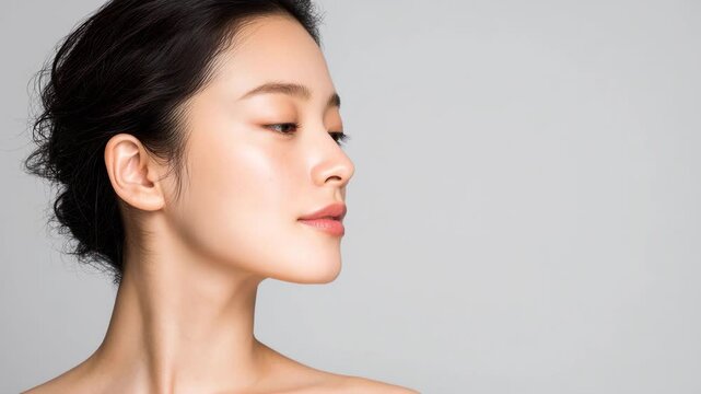 美しい女性の横顔とデコルテ（スキンケアイメージ）