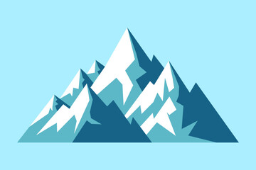 Snow mountain range with snow and glaciers vector illustration.