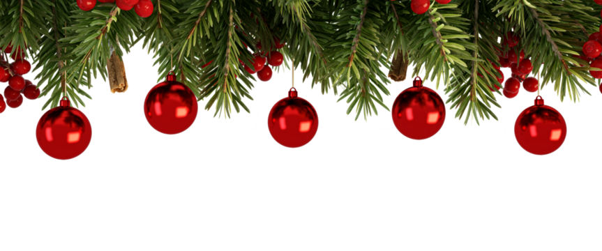 christmas tree decoration with red ball isolated on white