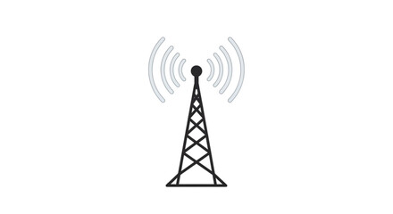 Advanced Radio Transmission Tower Signal Waves Illustration: Cellular Network Antenna, Wireless Communication Mast, Telecom Broadcast Infrastructure, 5G Connectivity Icon
