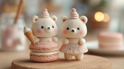 Cute bear macarons dessert sweets bakery confectionery