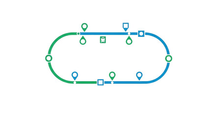 Advanced Public Transit Route Map Illustration: Urban Transportation Network, Bus Train Subway Lines, City Mobility Planning, Commuter Navigation Guide