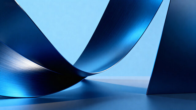 Abstract blue curved metallic shapes - Powered by Adobe