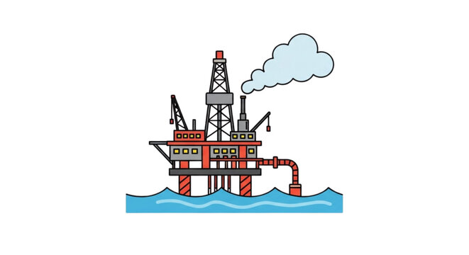 Advanced Offshore Oil Drilling Platform Pipeline Illustration: Deepwater Rig Extraction, Subsea Hydrocarbon Transport, Marine Petroleum Infrastructure, Energy Production System