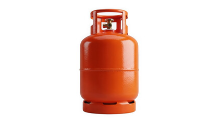 Bright orange liquefied petroleum gas cylinder with valve top
