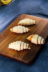 Caramel croissants. Puff pastry pastries. Croissants. Food concept