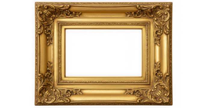 Classic ornate gold picture frame with intricate vintage details.