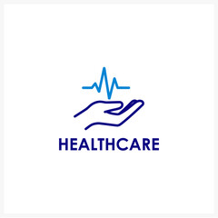 Abstract healthcare symbol with a cardiogram lifeline held in a protective hand, a minimalist vector design for medical services and wellness branding
