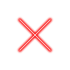 Red Neon Cross Mark Icon &ndash; Error, Alert, Cancel, Warning Symbol in Glowing Cross Design