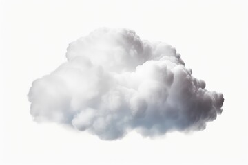 A fluffy white cloud set against a blank background, showcasing its soft, billowy texture and ethereal presence.