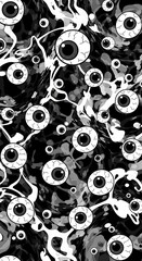 Eerie Eyeball Pattern - A Hauntingly Beautiful Vision of Surveillance.