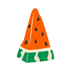 A slice of ripe and juicy watermelon. healthy eating, diet. Flat vector illustration. Isolated.