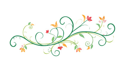 A floral vine pattern design with leaves and flowers