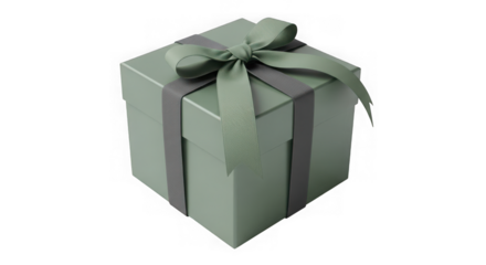 Elegant sage green gift box with ribbon bow, perfect for celebrations