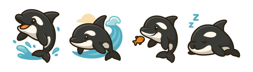 Naklejka premium Dolphin cartoon icons ,ocean, wildlife, cute animals, sea, swimming
