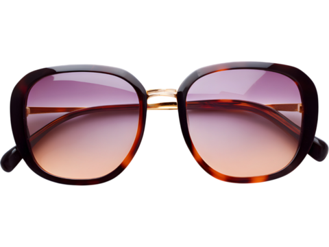 Stylish oversized beige sunglasses isolated on white background, symbolizing fashion and vintage elegance.