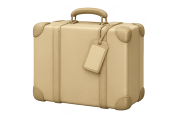 Vintage travel suitcase with blank luggage tag