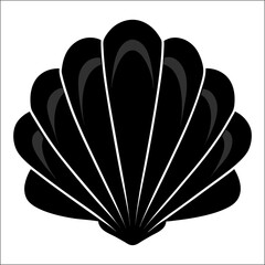 A collection of black and white sea life icons including shells coral and seahorses
