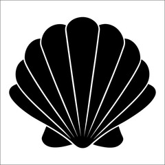 A collection of black and white sea life icons including shells coral and seahorses
