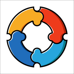 Colorful Circular Puzzle Infographic – Business Process, Teamwork, and Strategy Concept Design