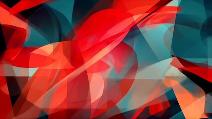 Digital art wallpaper background. An abstract digital artwork featuring overlapping geometric shapes in a vibrant palette of red, blue, and orange. - Powered by Adobe