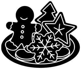 winter illustration christmas silhouette decoration logo holiday icon dessert outline food cookie sweet xmas cristmas tree celebration sugar gingerbread shape for vector graphic background