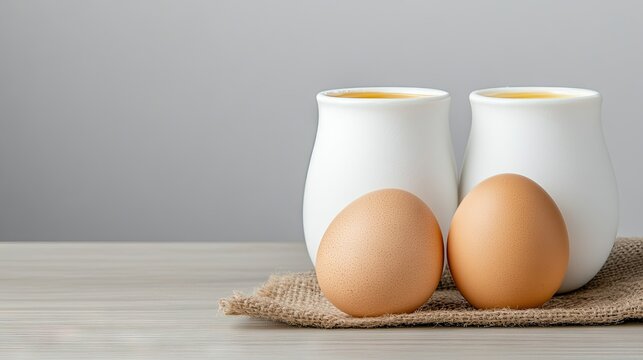 Elegant display of broken egg yolk and egg white on a minimalistic backdrop, capturing culinary simplicity and natural beauty
