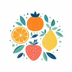 Fresh Fruit Arrangement Vibrant Circle of Strawberry, Orange, Pear & Tangerine