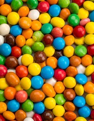 Obraz premium Close-up vibrant shot of a variety of colorful round candies, filling the frame