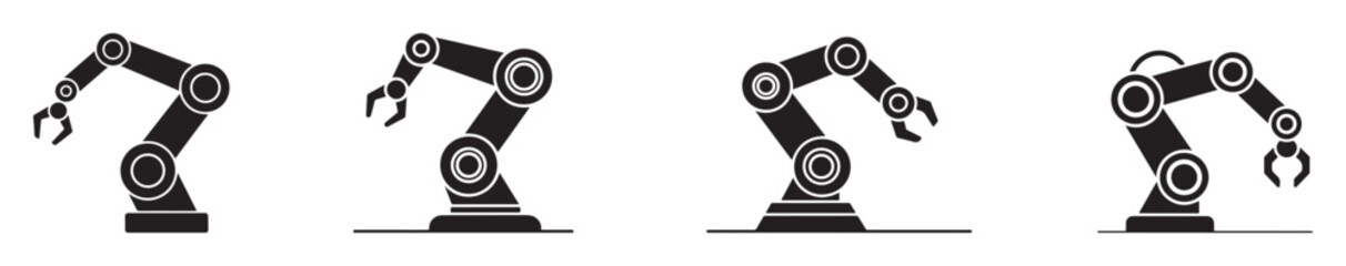 Set of robotic arm icons vector illustration in flat design isolated on white background