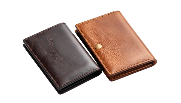  Leather Wallet Duo Close-Up Display, isolated on transparent background