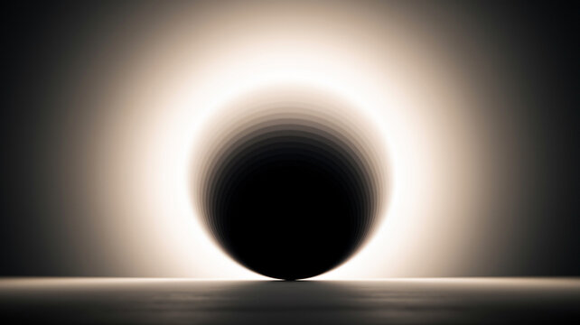 Abstract dark sphere with glowing aura creating a mysterious and surreal scene