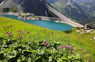 View of the Lunersee dam and power plant, Vorarlberg