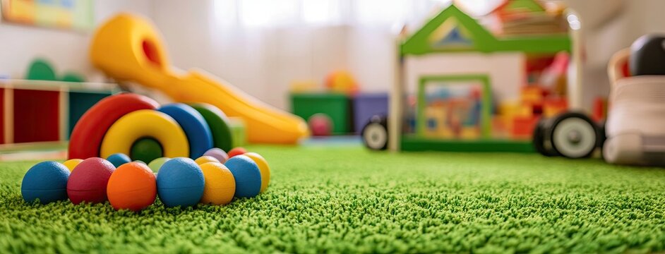 Exploring creativity in a vibrant children's playroom filled with colorful toys and imagination - Powered by Adobe
