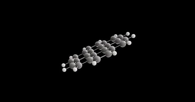 Coronene molecule, rotating 3D model of polycyclic aromatic hydrocarbon, looped video on a black background
